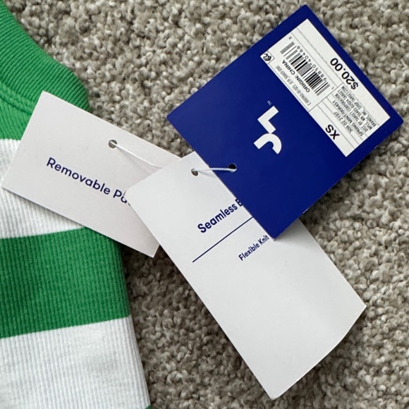 Green and White Striped Sports Bra Tank Top JoyLab XS - Picture 3 of 4